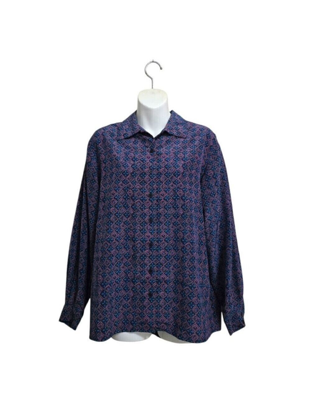 Pendleton Geometric Long Sleeve Casual Button Down Blouse Sz 10